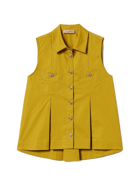  Twinset Pleated Chest-pockets Shirt - Yellow 