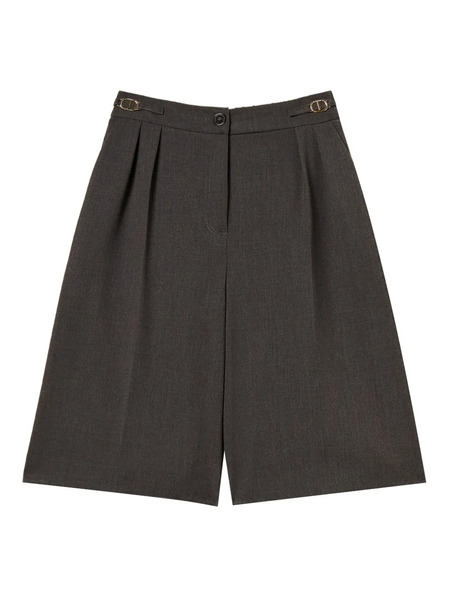  Twinset Pleated-front Logo-detail Shorts - Grey 