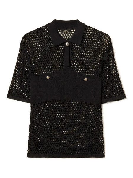  Twinset Pocket Polo Top - Black 