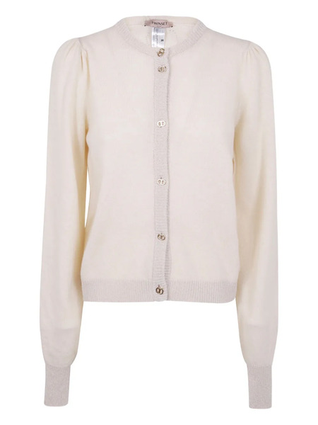  Twinset Puff-sleeve Button Cardigan - Neutrals 