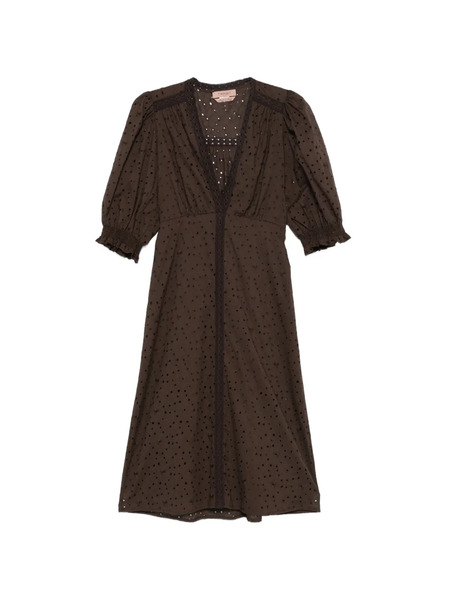  Twinset Puff-sleeve Midi Dress - Brown 