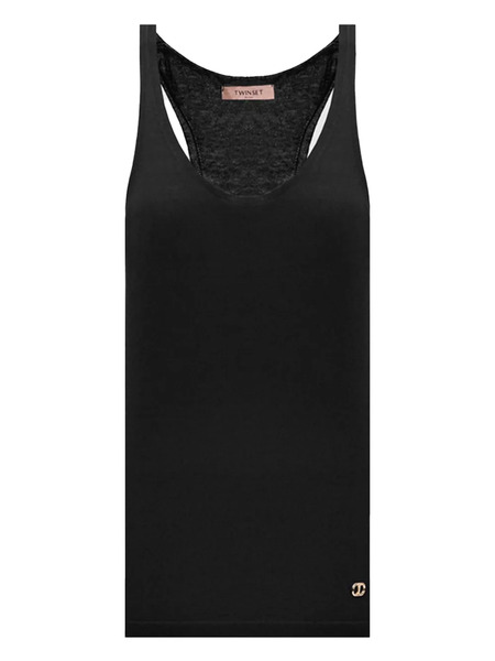  Twinset Racer-back Logo Top - Black 