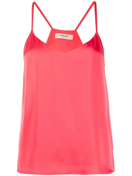  Twinset Rear Logo-plaque Satin Top - Pink 