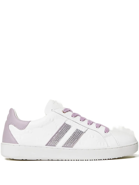  Twinset Rhinestone-embellished Leather Sneakers - White 