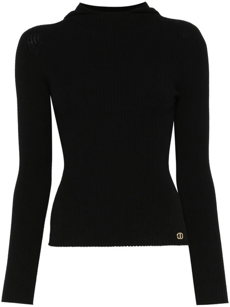  Twinset Ribbed Hoodie - Black 