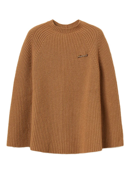  Twinset Ribbed Jewel-embellished Cape - Brown 