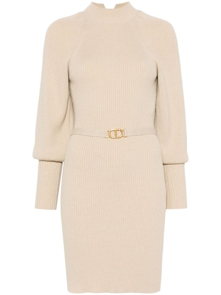  Twinset Ribbed-knit Midi Dress - Neutrals 