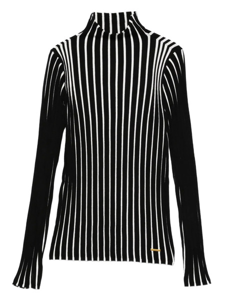  Twinset Ribbed Stripe Top - Black 