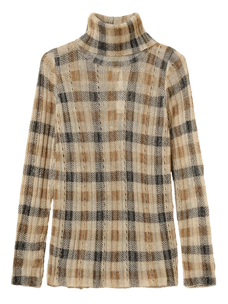  Twinset Roll-neck Check-print Sweater - Neutrals 