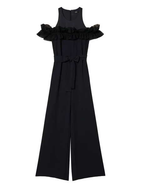  Twinset Ruffle-detail Wide-leg Jumpsuit - Black 