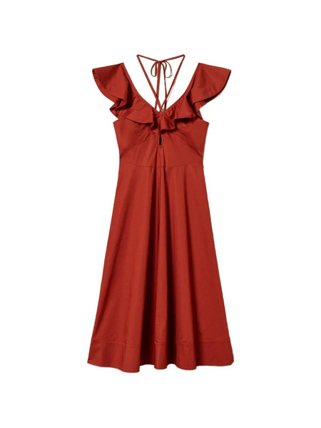  Twinset Ruffled Midi Dress - Brown 