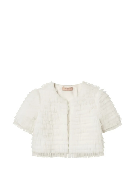  Twinset Ruffled Short-sleeve Jacket - White 