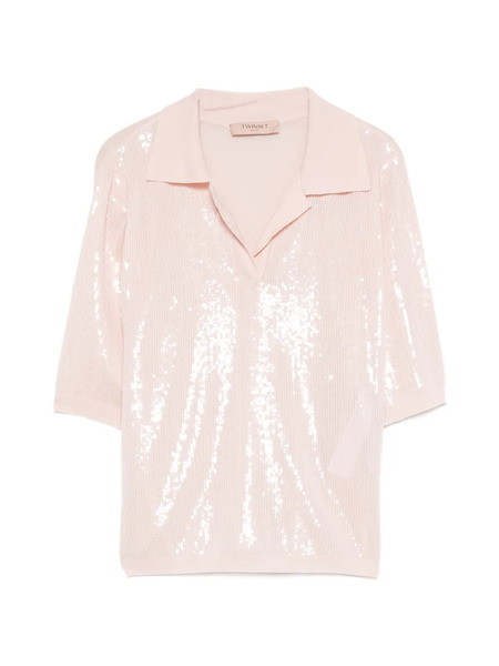  Twinset Sequin Collared Shirt - Pink 