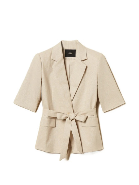  Twinset Short-sleeve Belted Blazer - Neutrals 