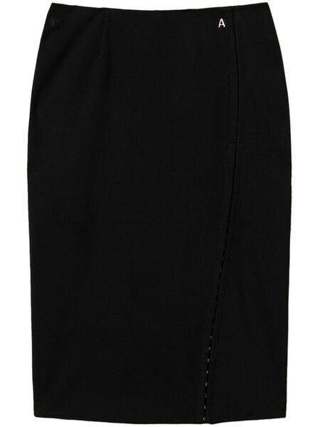  Twinset Side Hooks Detail Midi Skirt - Black 