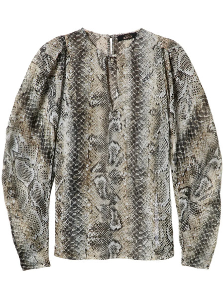 Twinset Snakeskin-print Chiffon-crepe Blouse - Grey 