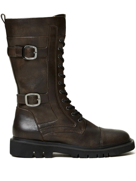  Twinset Strap-embellished Combat Boots - Brown 