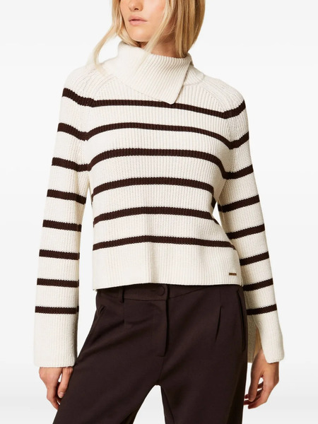  Twinset Striped Asymmetrical-neck Sweater - White 