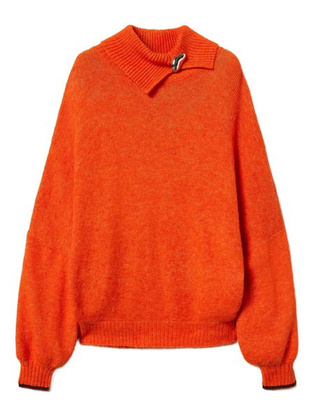  Twinset Turtleneck Brooch-detail Sweater - Orange 