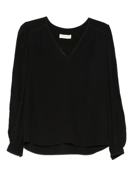  Twinset V-neck Puff-sleeve Top - Black 