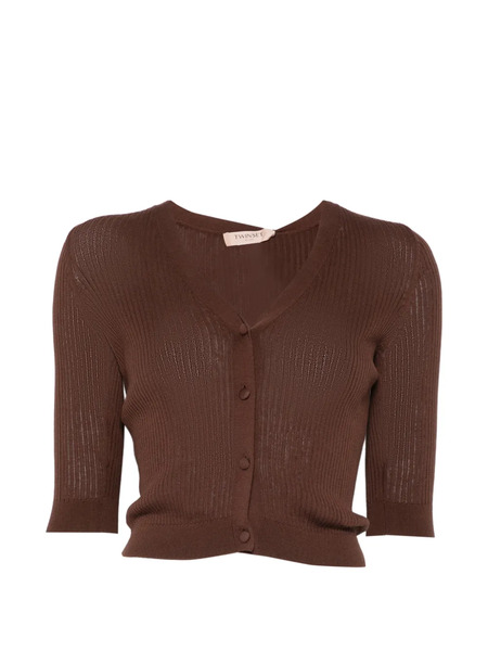  Twinset V-neck Ribbed Cardigan - Brown 