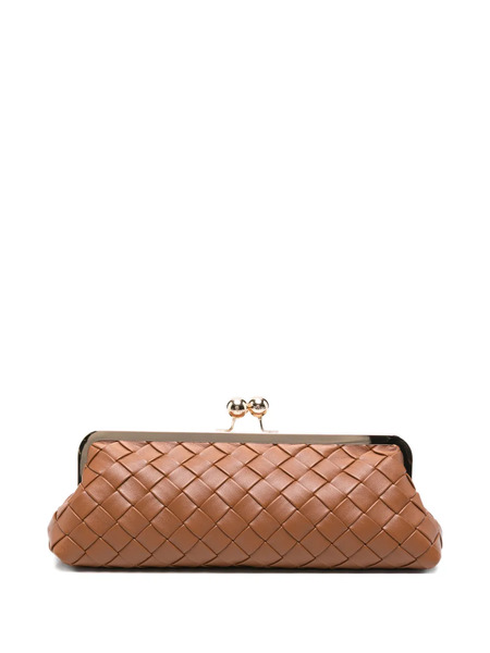  Twinset Woven Kiss-lock Clutch Bag - Brown 