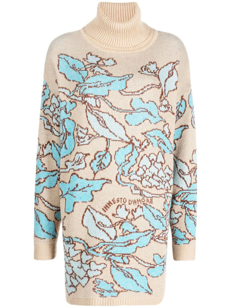  Twinset X Marco Rambaldi Floral-jacquard Roll-neck Jumper - Neutrals 