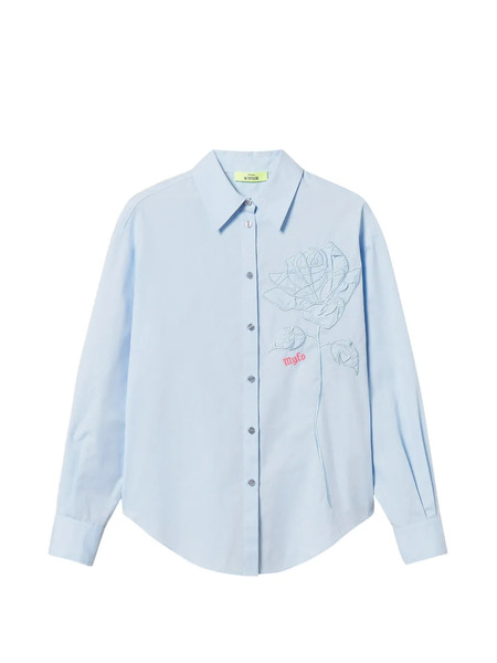  Twinset X Myfo Floral-embroidered Shirt - Blue 