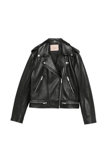  Twinset Zip-up Leather Jacket - Black 