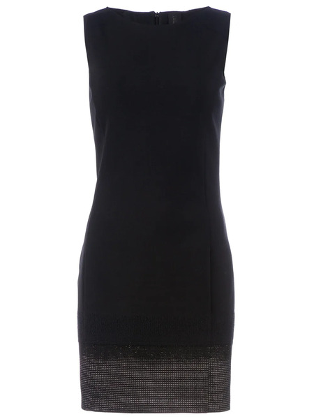  Twisty Parallel Universe Textured Hem Shift Dress - Black 