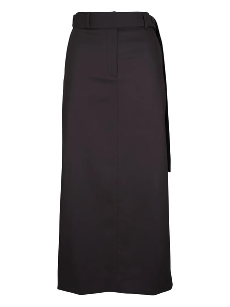  Twp Slit Belted Maxi Skirt - Brown 