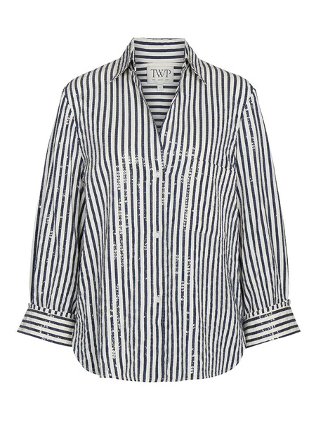  Twp Striped Sequin Shirt - White 