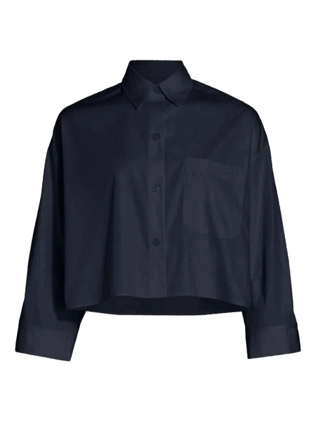  Twp Superfine Pocket Cropped Shirt - Blue 