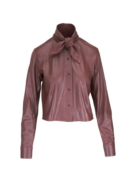  Twp Tie Button Blouse - Brown 