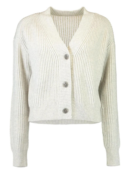  Twp V-neck Ribbed Cardigan - Grey 
