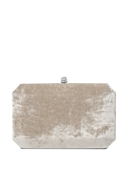  Tyler Ellis Medium Perry Platinum Crushed Velvet Clutch Bag - Grey 