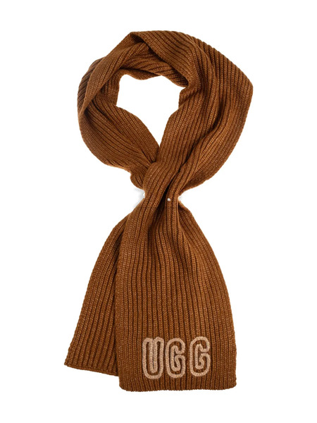 Ugg Ribbed Logo Scarf - Brown 