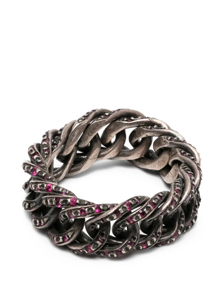  Ugo Cacciatori Chain Rubies Ring - Silver 