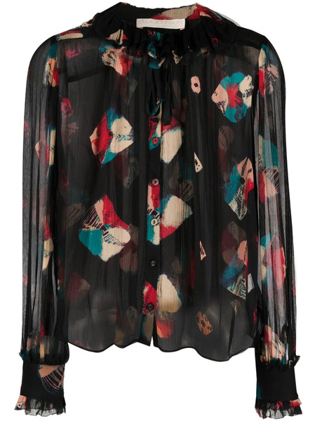  Ulla Johnson Abstract-print Sheer Blouse - Black 