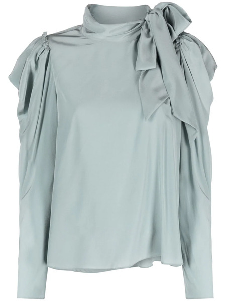  Ulla Johnson Gathered-tie Neck Silk Blouse - Blue 