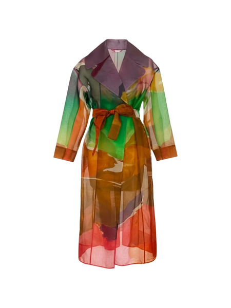  Ulla Johnson Novalie Belted Printed Coat - Orange 