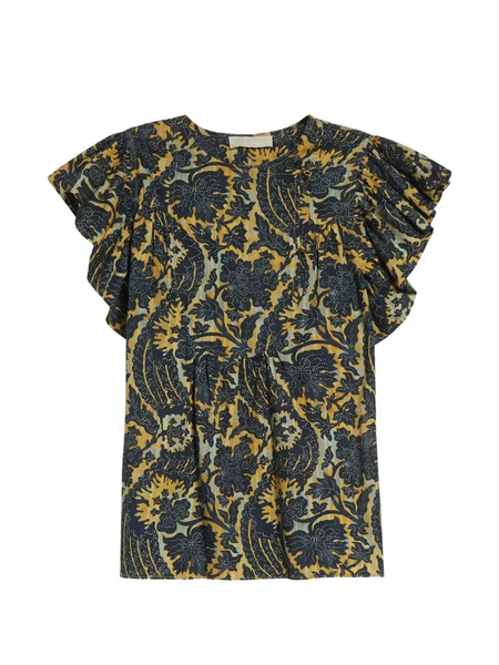  Ulla Johnson Sienna Ruffled Floral-print Top - Green 