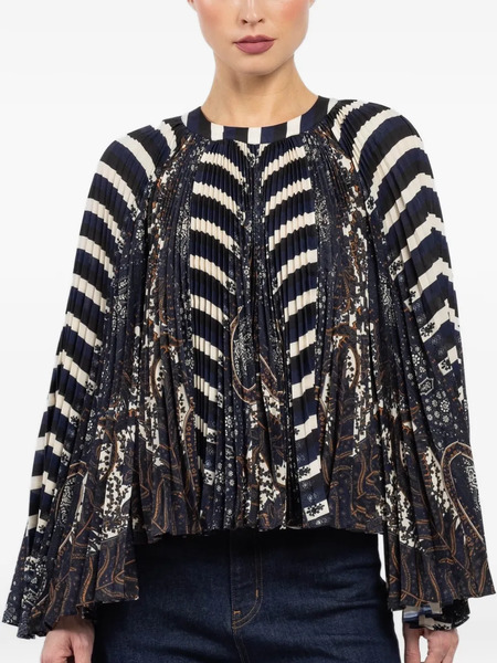  Ulla Johnson Striped Pleated Blouse - Blue 