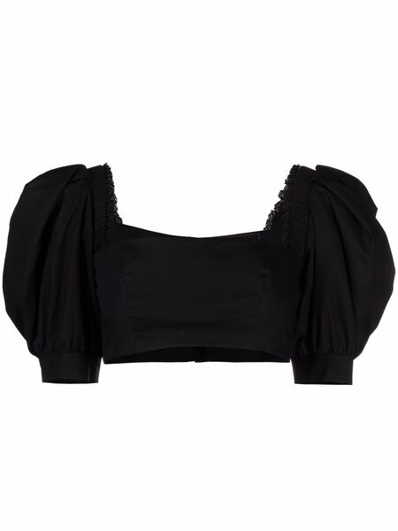  Ulyana Sergeenko Cropped Square-neck Top - Black 
