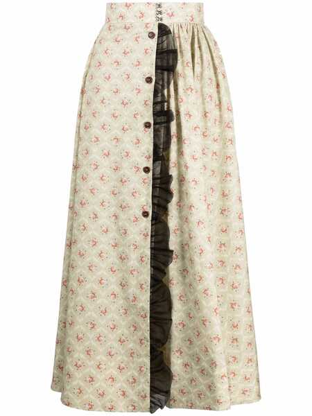  Ulyana Sergeenko Floral-print Maxi Skirt - Neutrals 