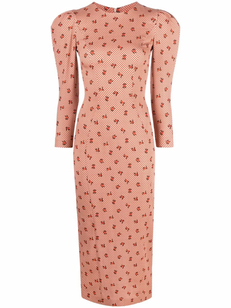  Ulyana Sergeenko Printed Puff-sleeve Dress - Neutrals 