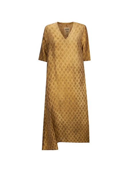  Uma Wang Apostle V-neck Patterned Midi Dress - Brown 