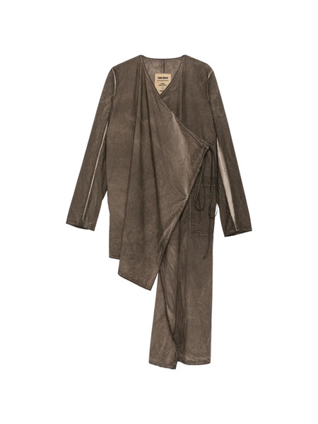  Uma Wang Asymmetric Drape Shirt - Brown 