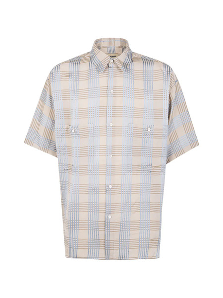  Uma Wang Buttoned Checked Polo Shirt - Neutrals 