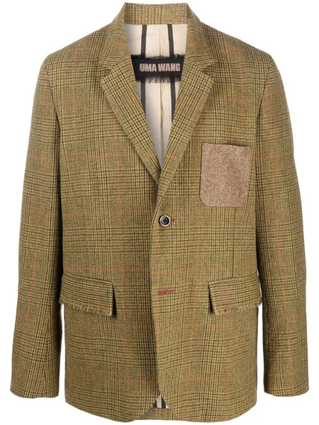  Uma Wang Checked Wool Blazer - Yellow 